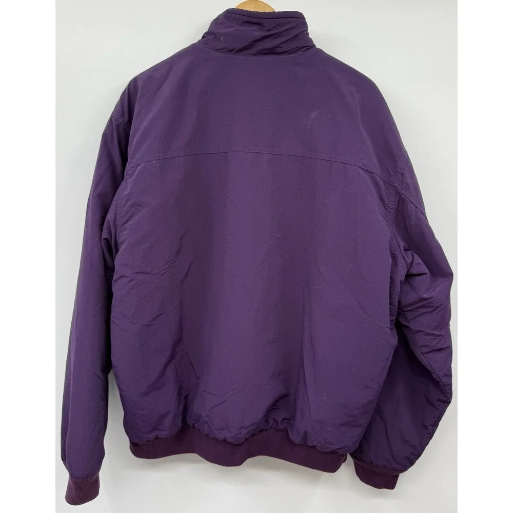 Vintage J.Crew Oarsman Bomber Jacket Mens XLT Fleece Lined Purple RARE USA Warm